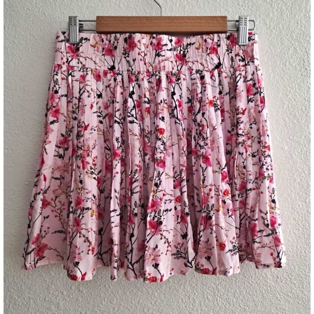 Tylor Tillman New York Pull-On Pleated Pink Floral Rayon Challis Skirt Small